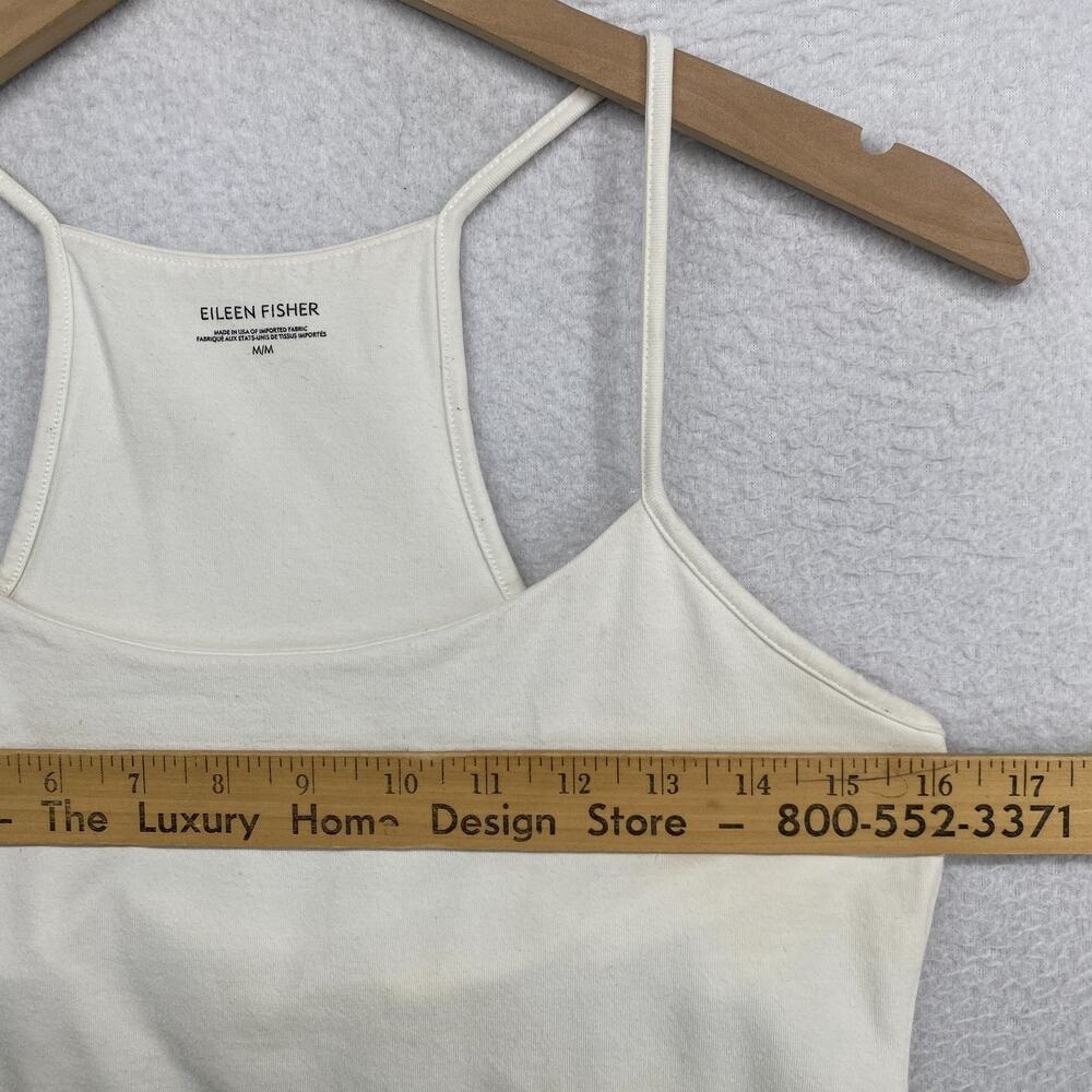 EILEEN FISHER Top M Cami Stretch Organic Cotton Jersey Shelf Bra Off White USA - Picture 15 of 16